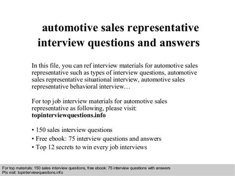 dealer interview questions|30 Automotive Sales Representative Interview Questions and .